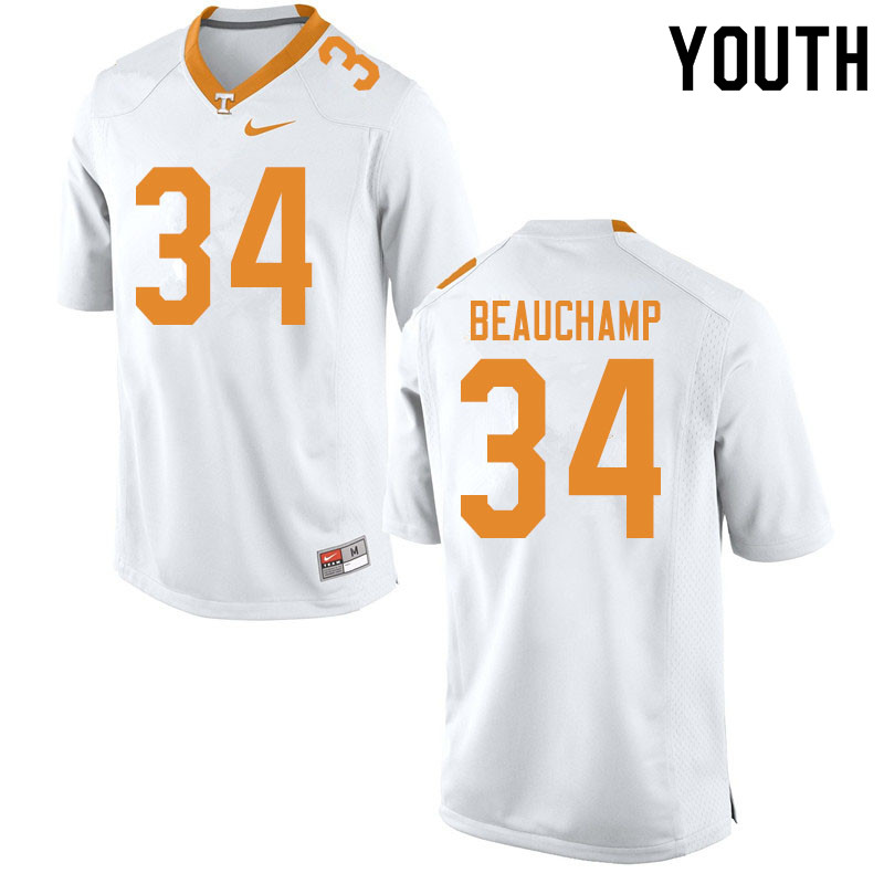 Youth #34 Deontae Beauchamp Tennessee Volunteers College Football Jerseys Sale-White